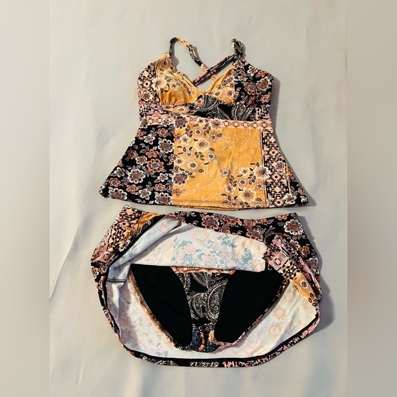 Garnet Hill‎ Floral Bathing Suit Skirt Swimsuit Top 6 Bottom Size 4 - Picture 10 of 15